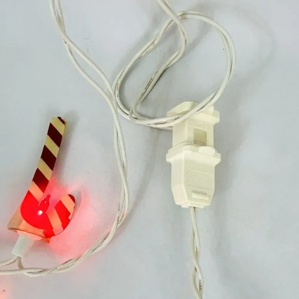 Vtg Strung Candy Cane Christmas Lights - 2 Strands 90” each